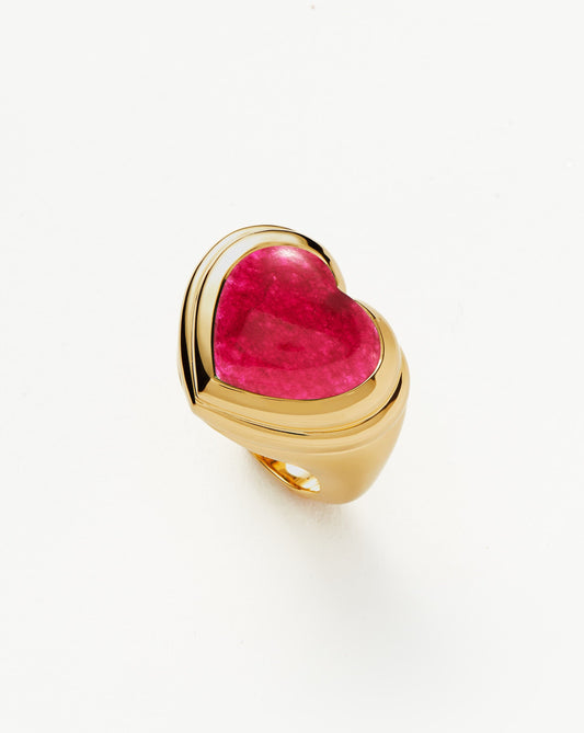 Pink Quartz Gemstone Ring in 18k Gold Plating