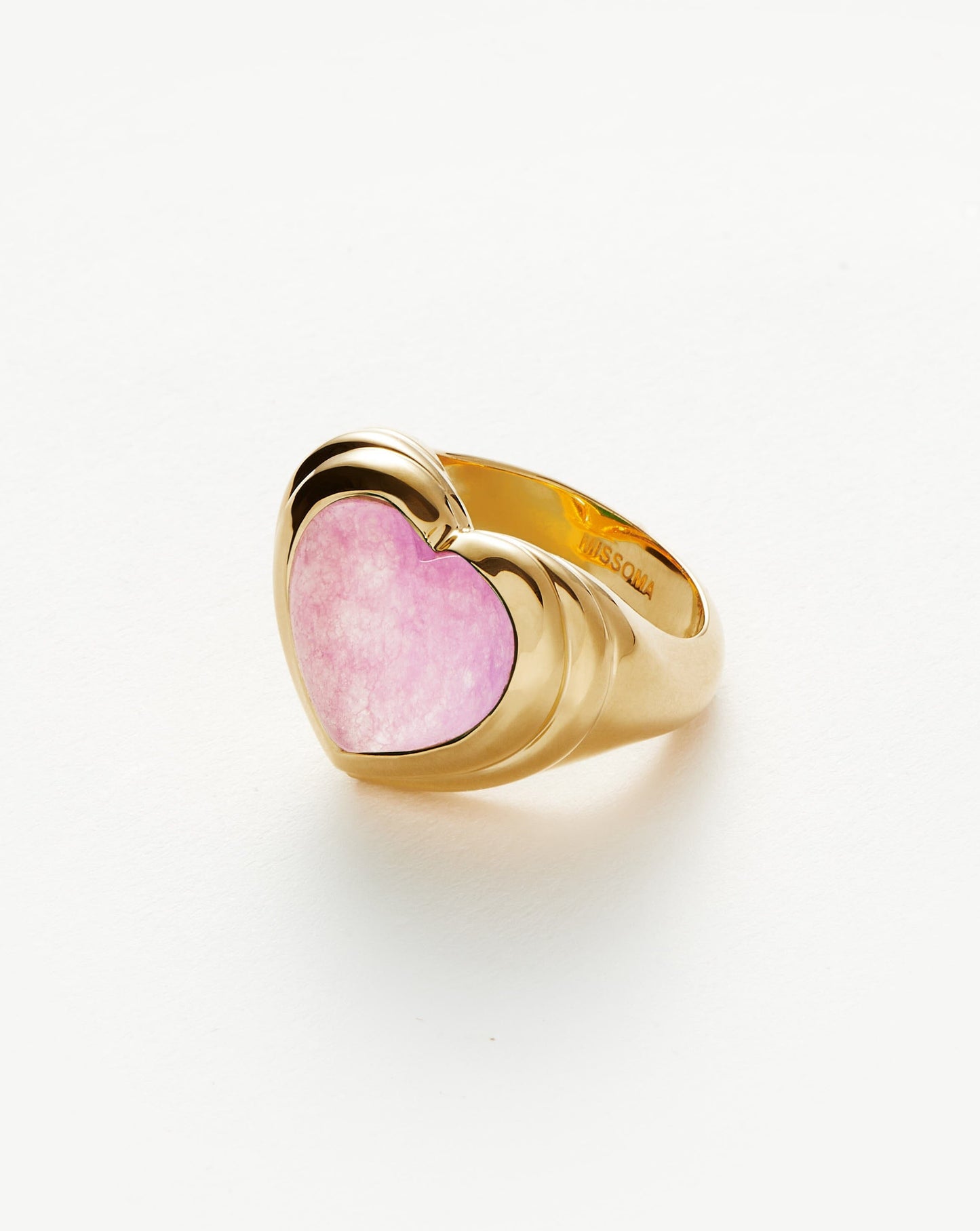 Gold Plated Purple Quartz Heart Gemstone Ring