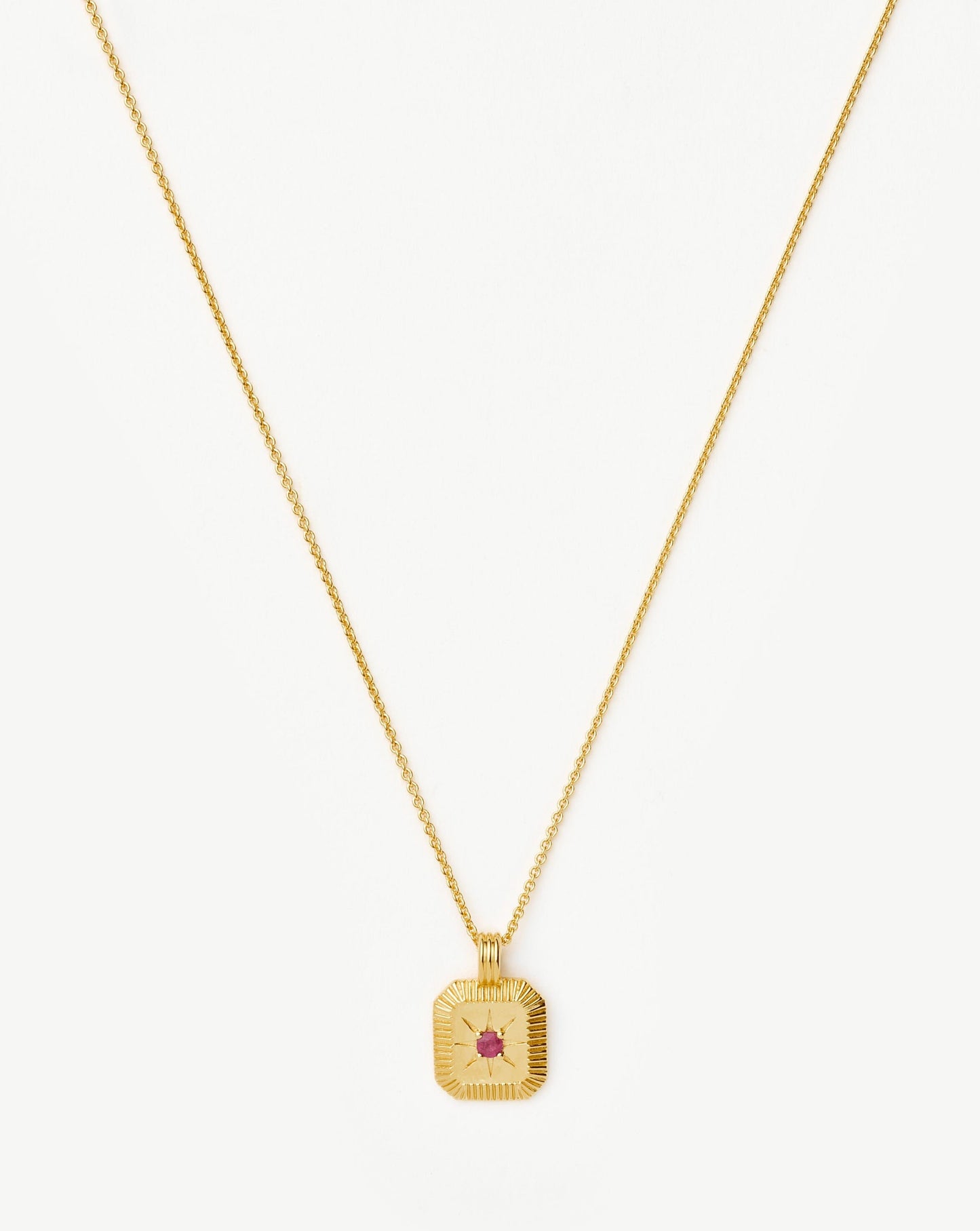 July Birthstone Ruby Pendant Necklace in Gold Vermeil