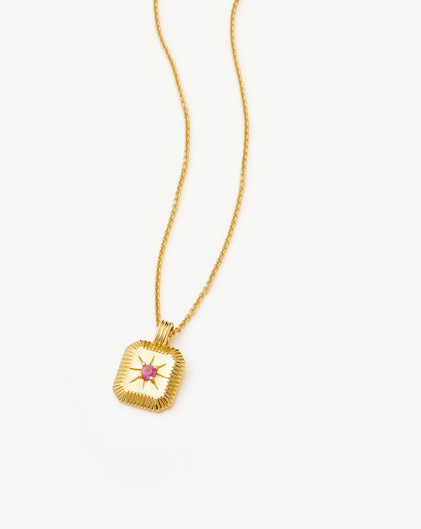 July Birthstone Ruby Pendant Necklace in Gold Vermeil