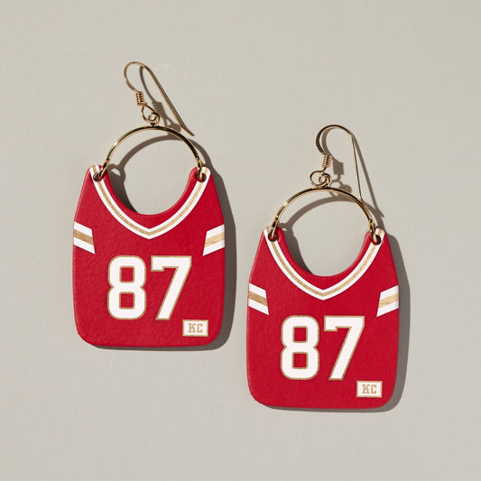 Football Jersey Earrings with Number 87 Design