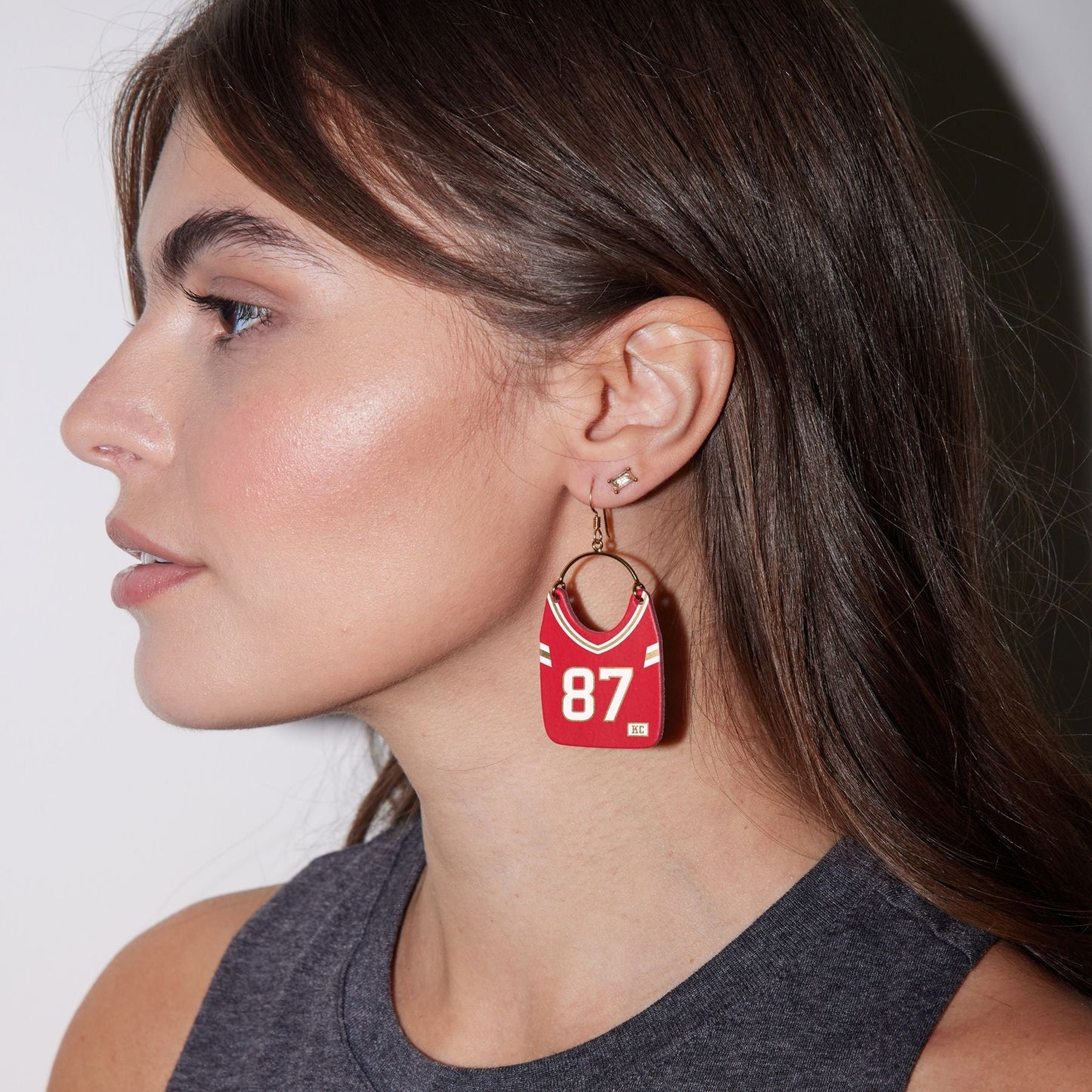 Football Jersey Earrings with Number 87 Design