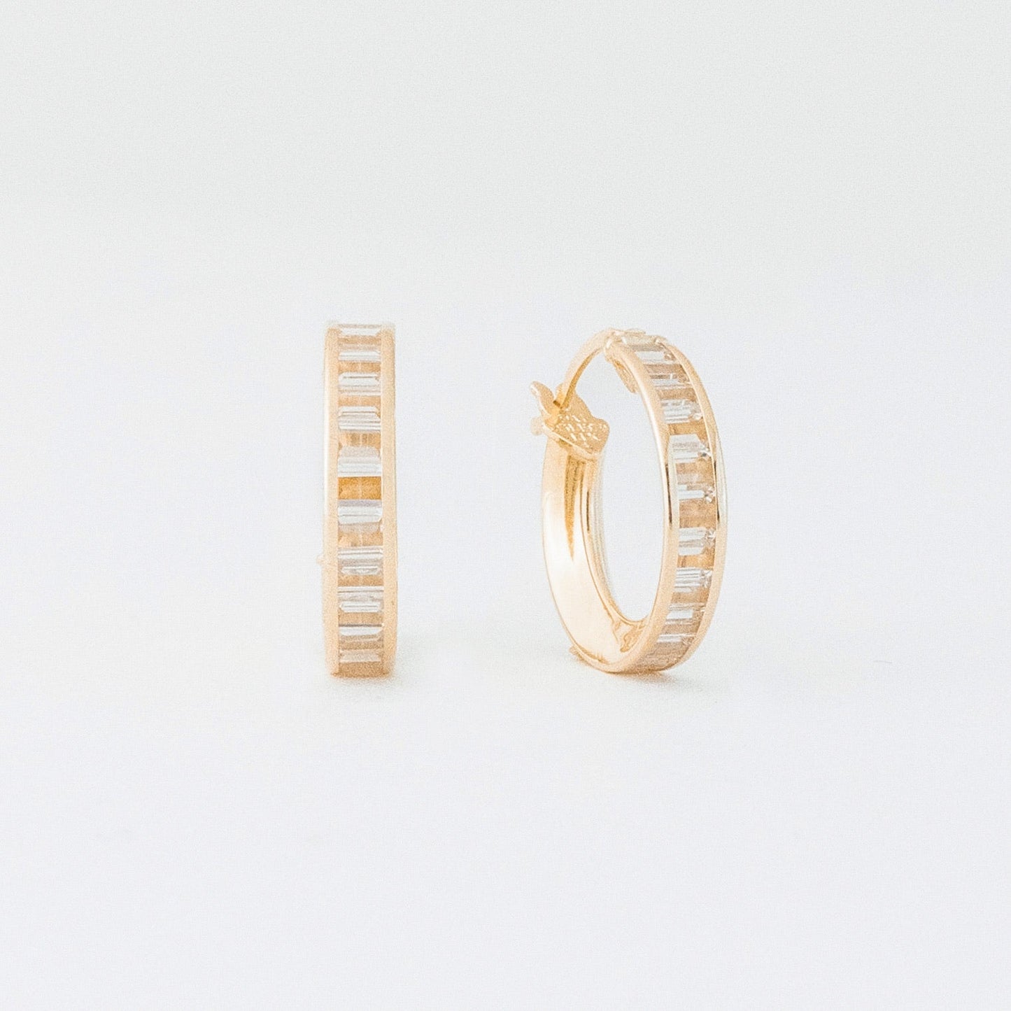 14k Baguette Hoop Earrings