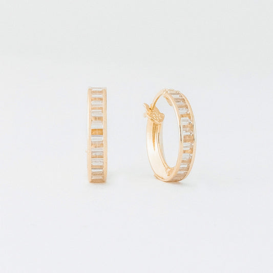 14k Baguette Hoop Earrings