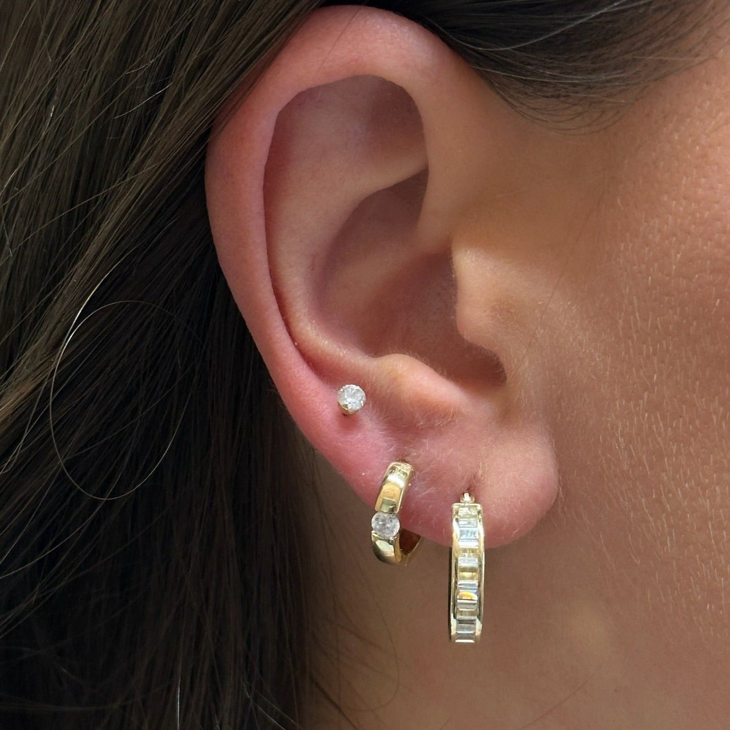 14k Baguette Hoop Earrings