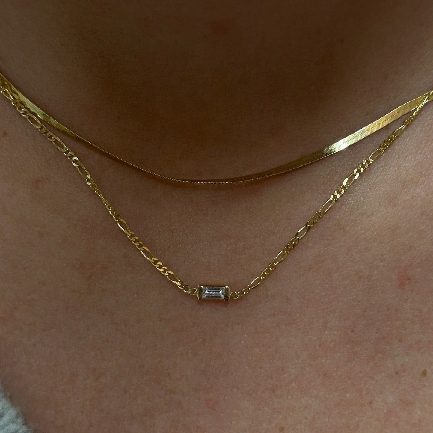 14k Baguette Choker Necklace in Gold