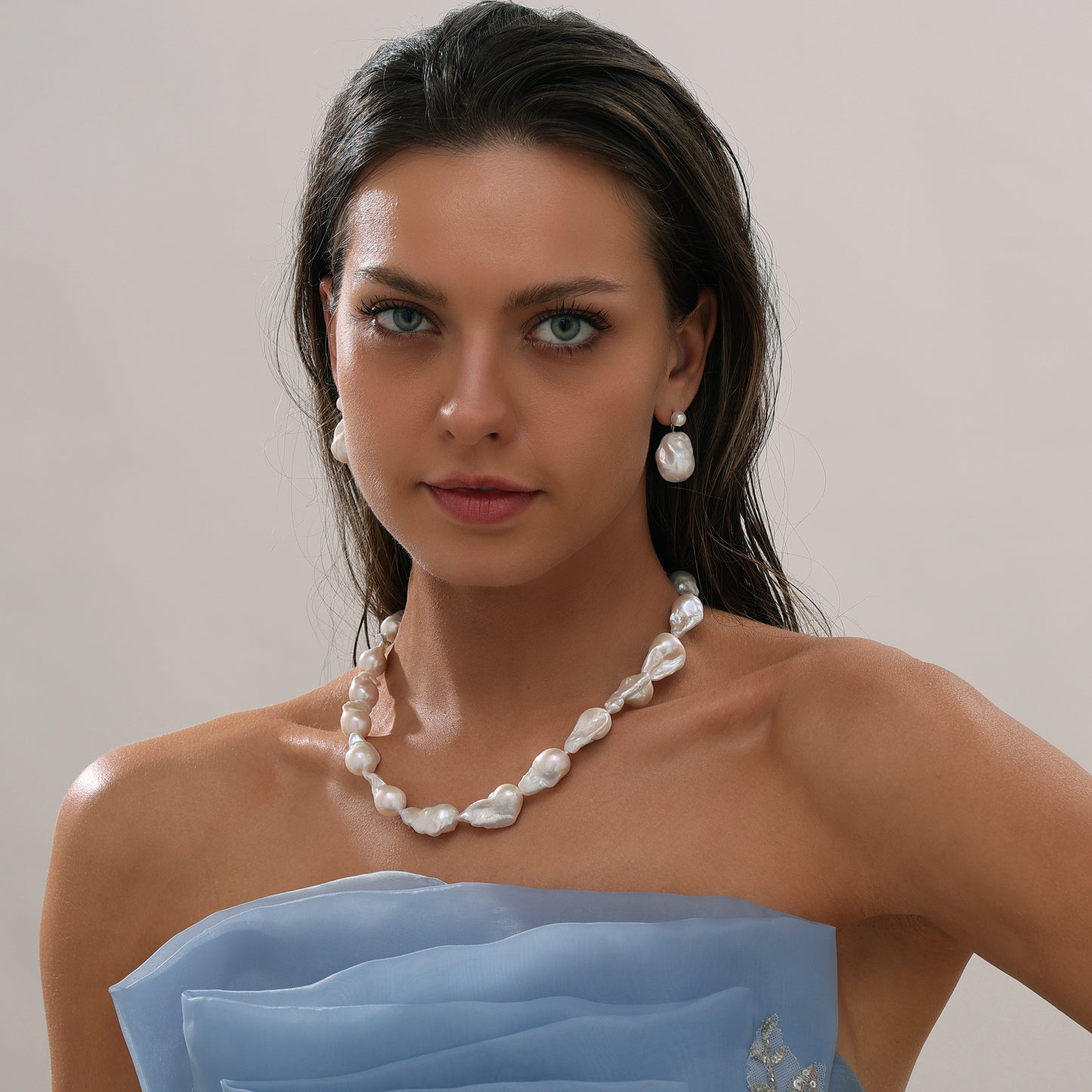 Large Baroque Freshwater Pearl Necklace in White