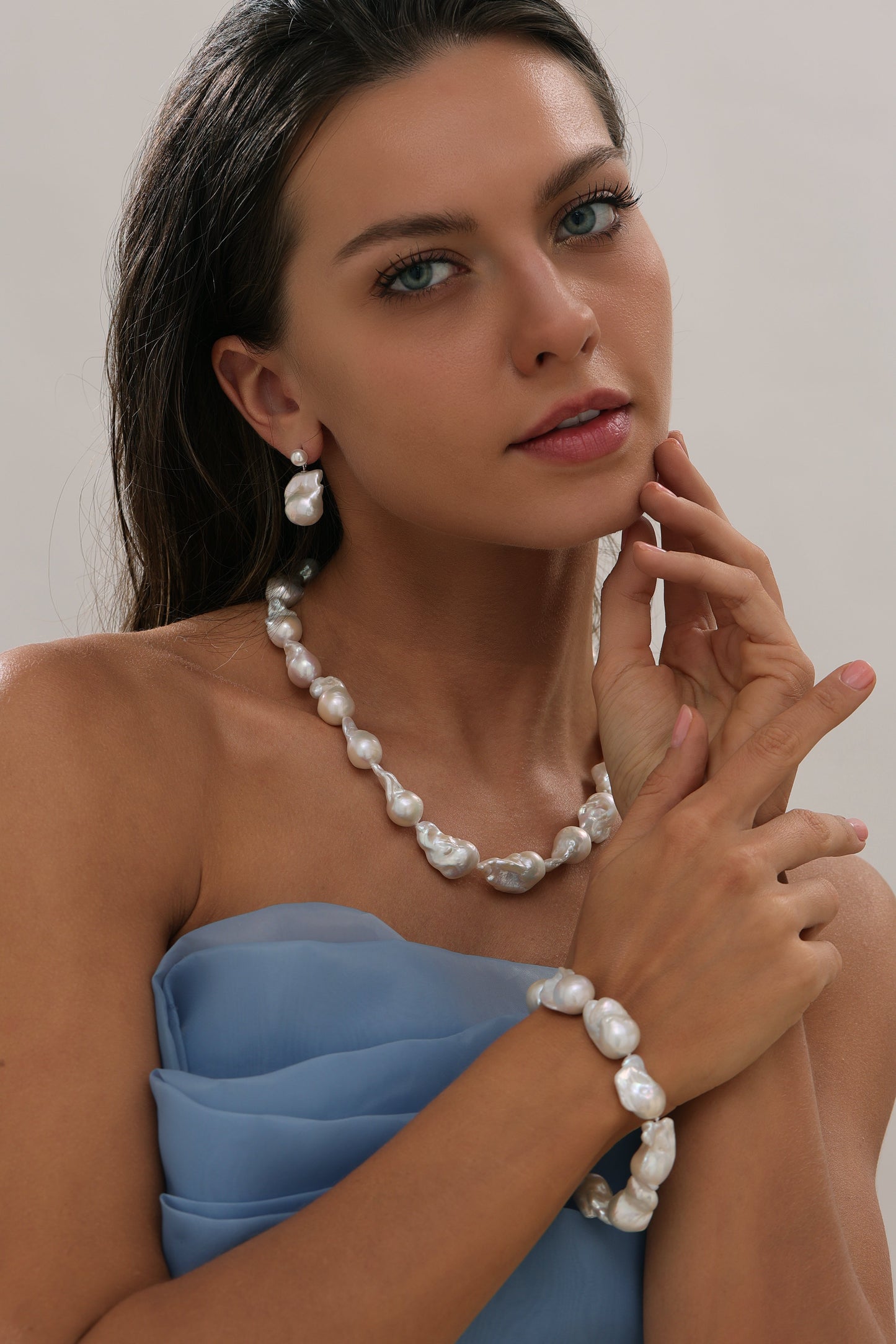 Large Baroque Freshwater Pearl Necklace in White