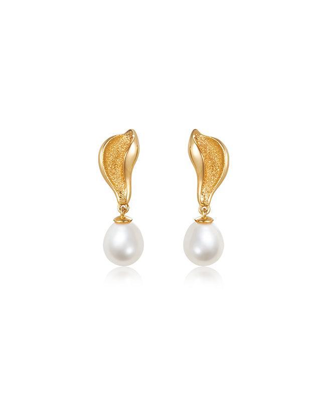 Baroque Pearl Leaf Design Earrings