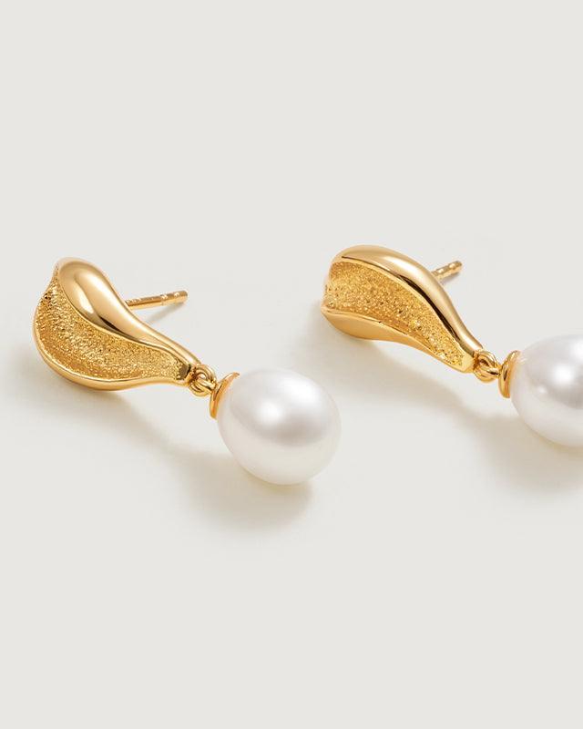 Baroque Pearl Leaf Design Earrings