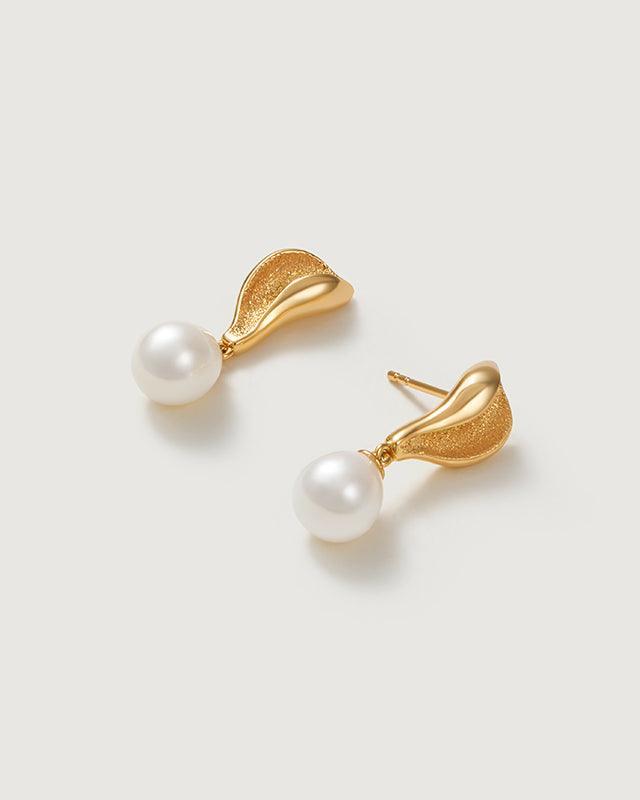 Baroque Pearl Leaf Design Earrings