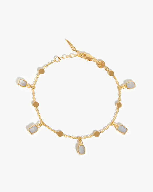 Gold Plated Rainbow Moonstone Charm Bracelet