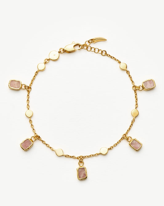 Gold Plated Rhodochrosite Charm Bracelet