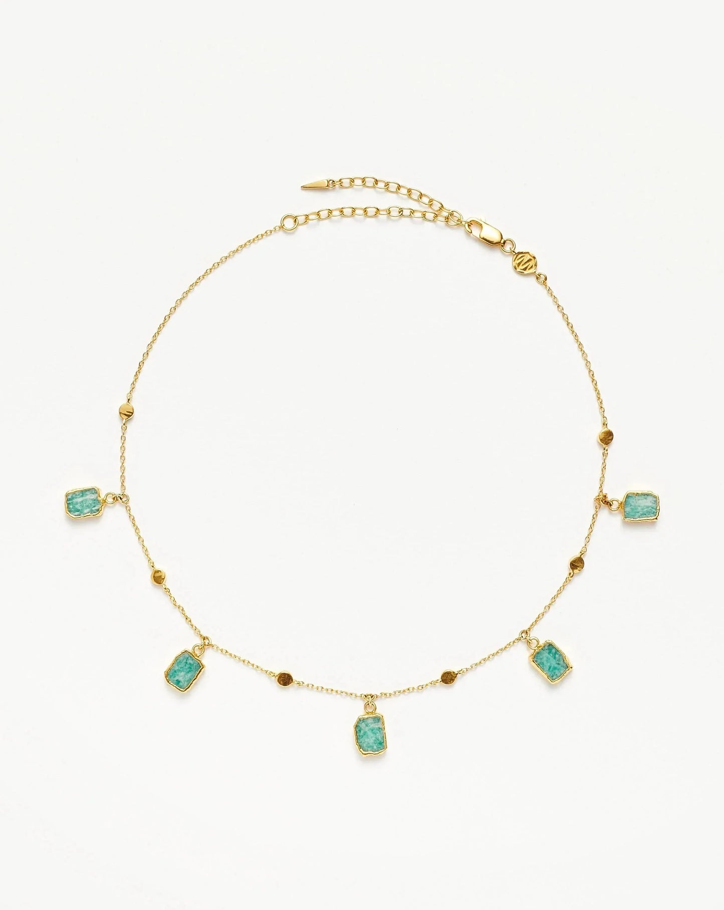 Gold Plated Amazonite Charm Choker Necklace