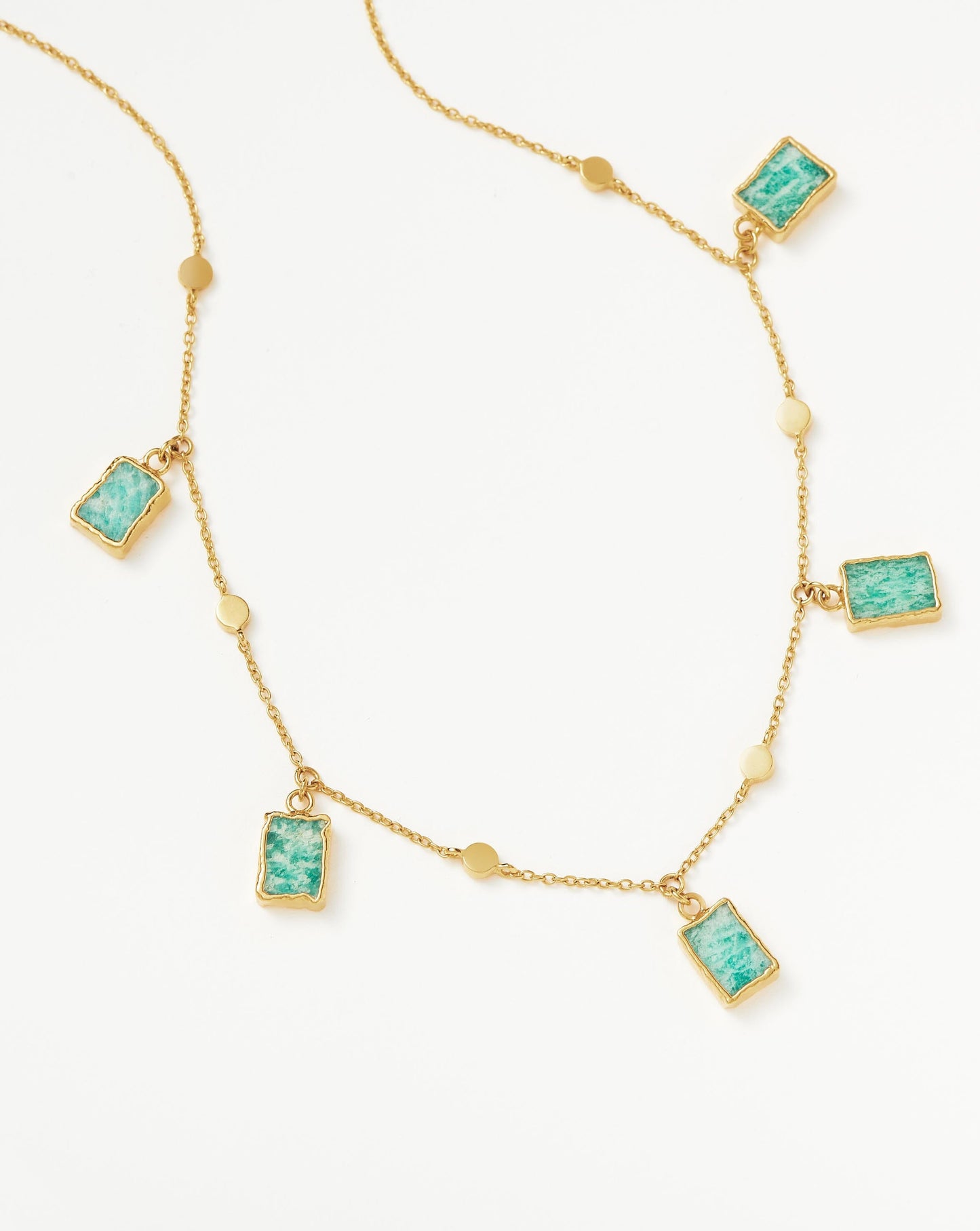 Gold Plated Amazonite Charm Choker Necklace