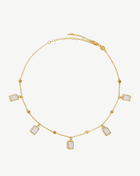 Rainbow Moonstone Charm Choker in 18k Gold Vermeil