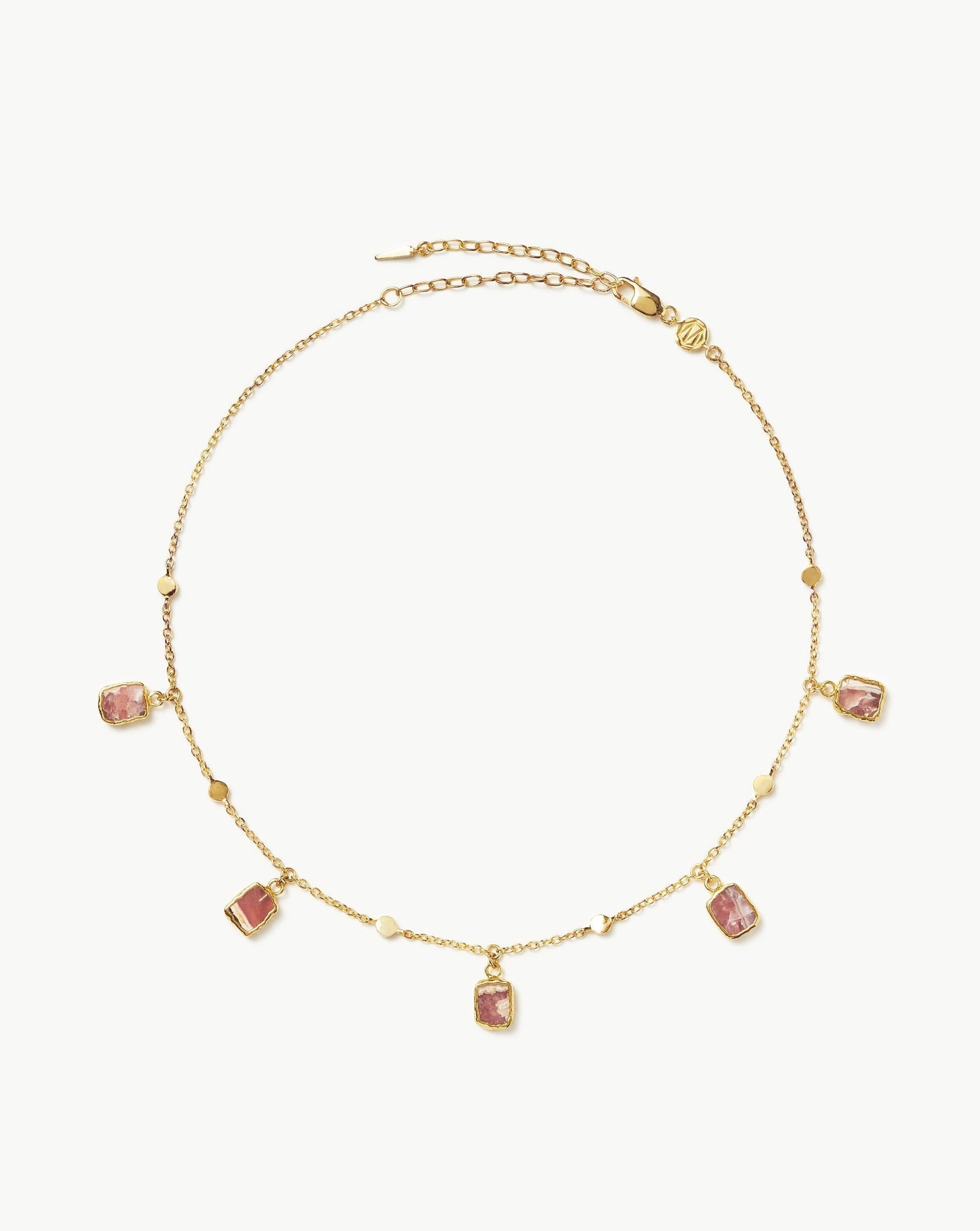 Gold Plated Rhodochrosite Charm Choker Necklace