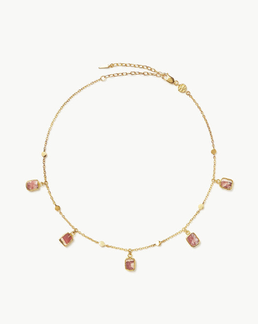 Gold Plated Rhodochrosite Charm Choker Necklace