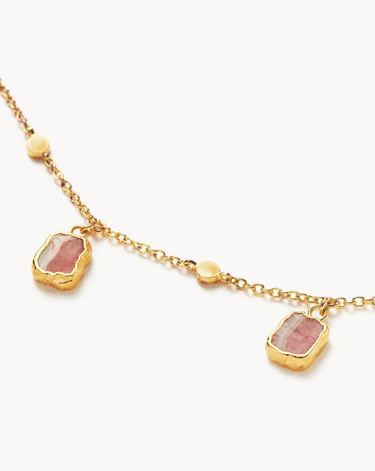 Gold Plated Rhodochrosite Charm Choker Necklace