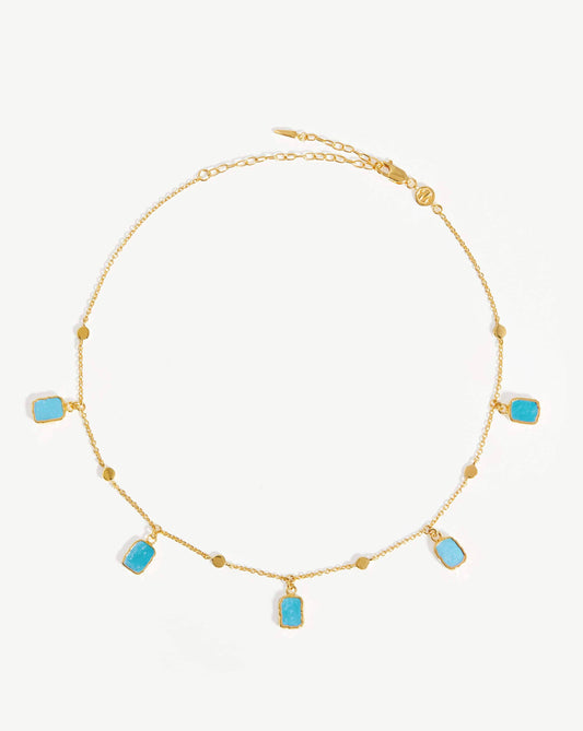 Gold Plated Turquoise Charm Choker Necklace