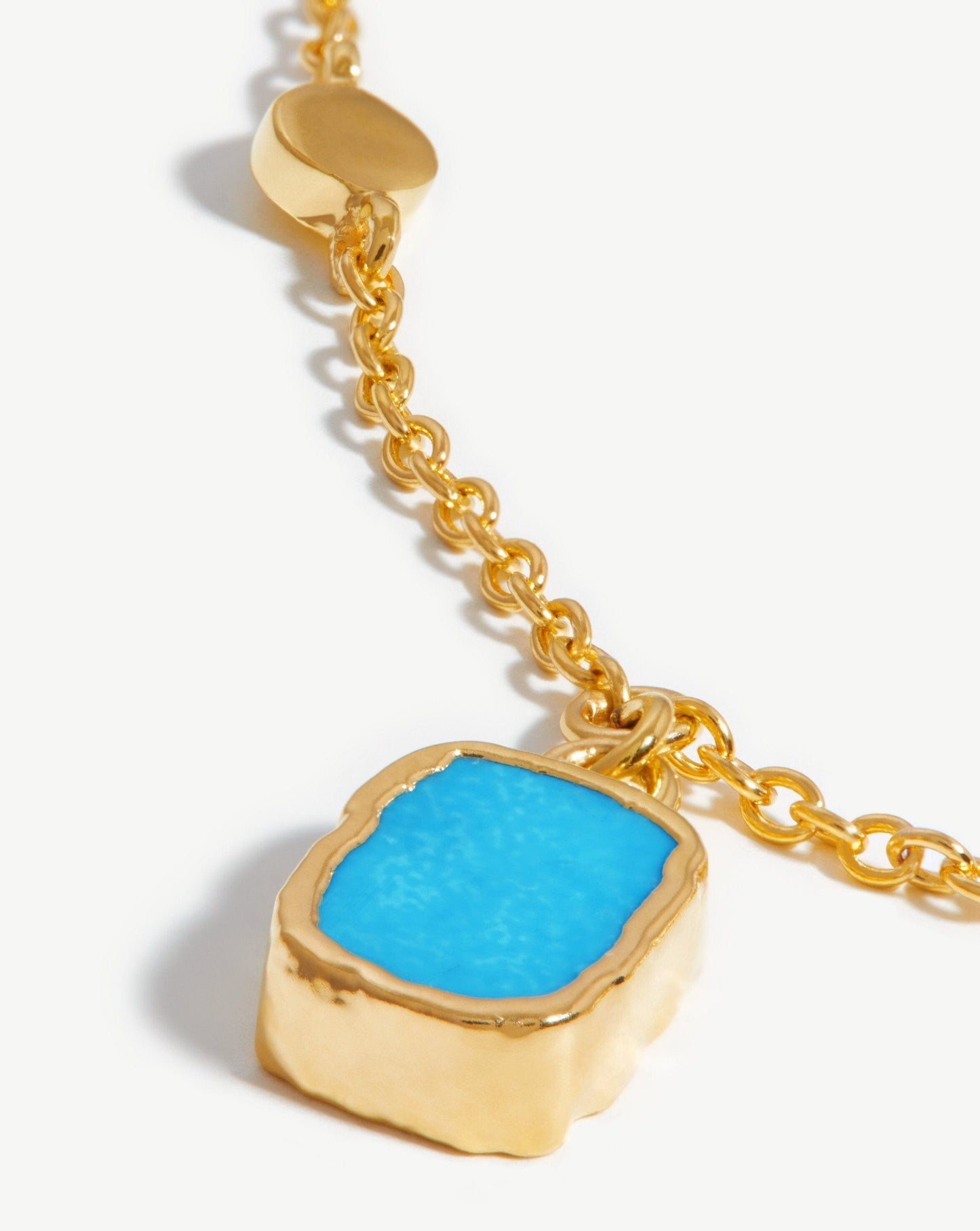 Gold Plated Turquoise Charm Choker Necklace