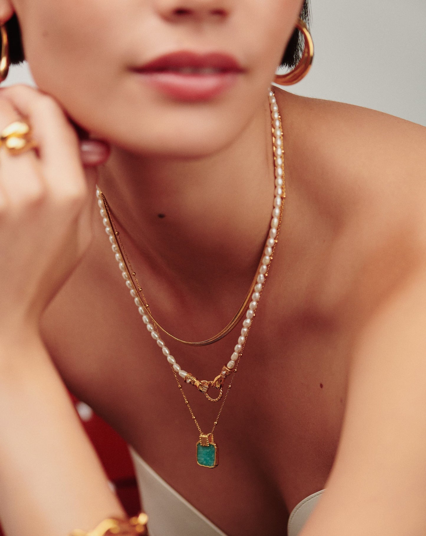 Gold Plated Amazonite Charm Necklace