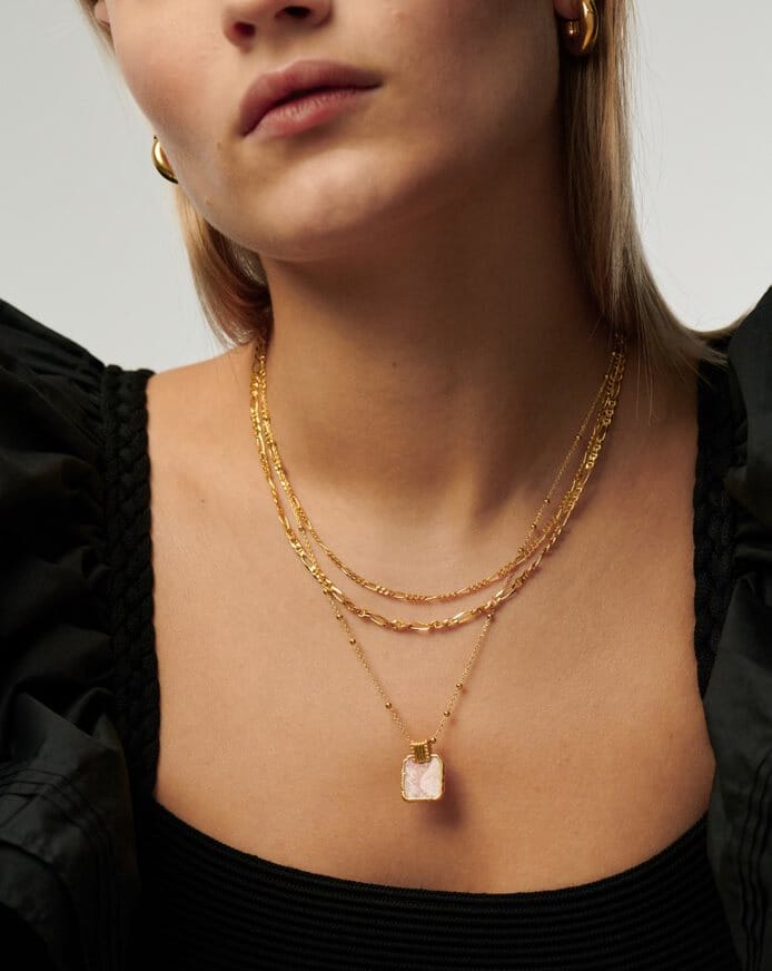 18k Gold Plated Rhodochrosite Charm Necklace