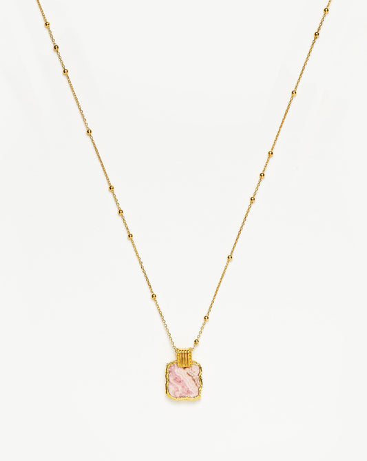 18k Gold Plated Rhodochrosite Charm Necklace