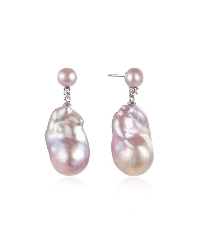 Baroque Pearl Lotus Design Earrings