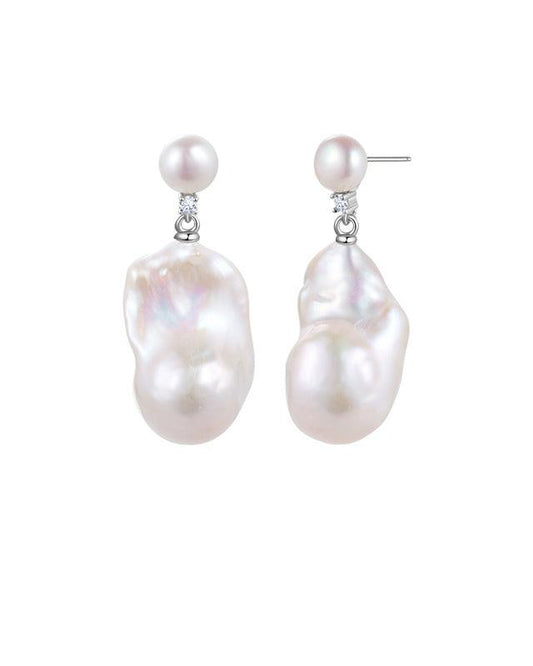 Baroque Pearl Lotus Design Earrings