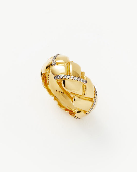 Chunky Pavé Waffle Ring in 18k Gold Plated