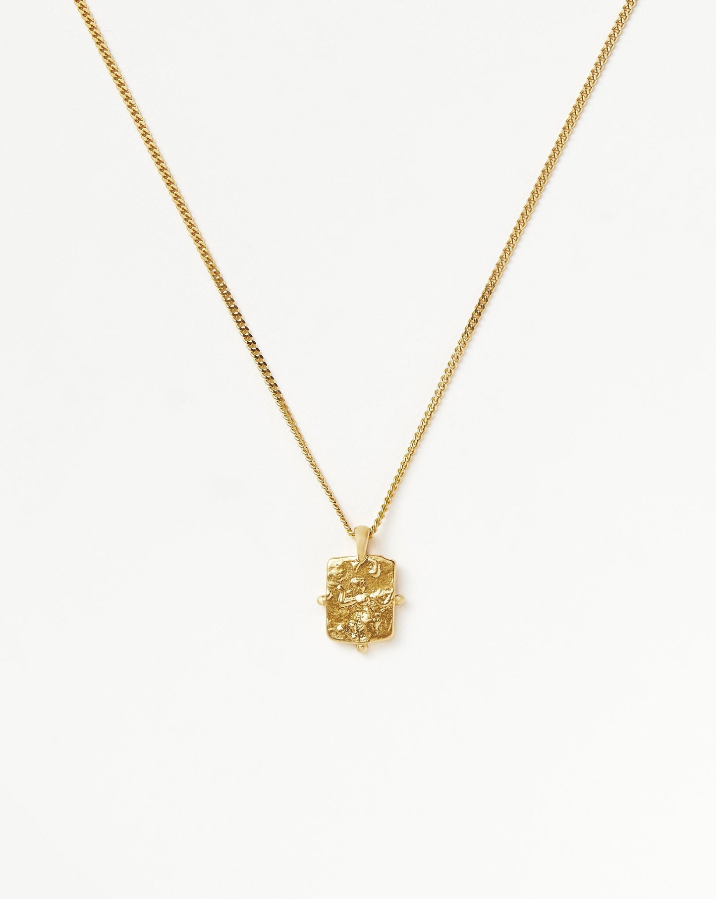 Engravable Beaded Square Coin Pendant Necklace in Gold Vermeil