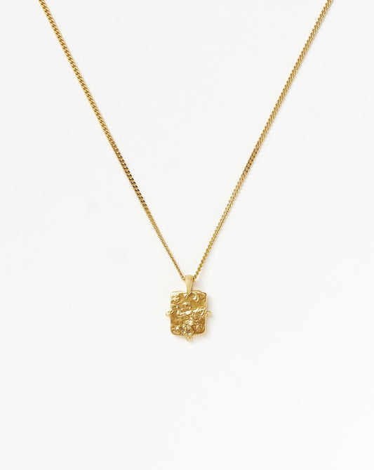 Engravable Beaded Square Coin Pendant Necklace in Gold Vermeil