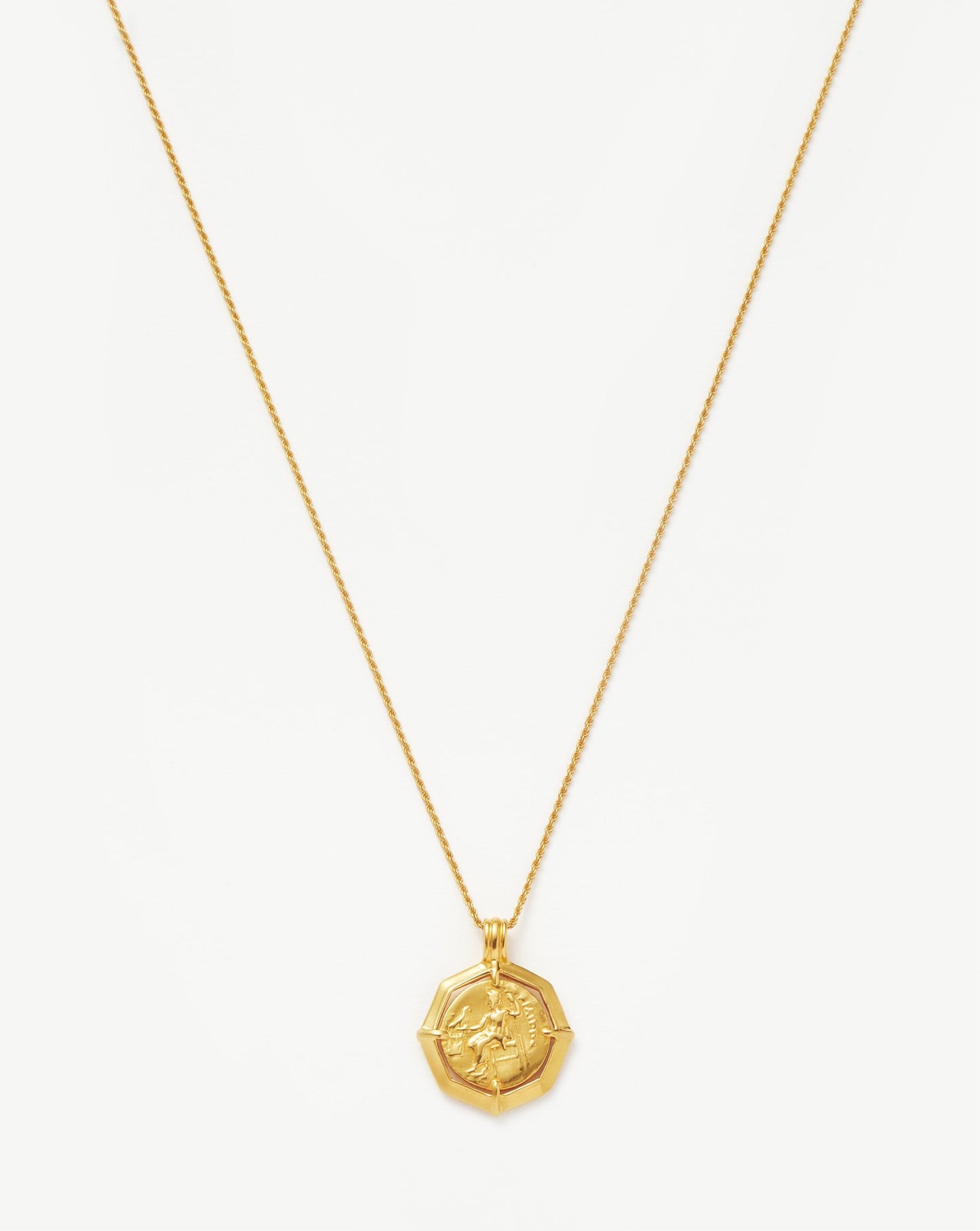 Engravable Octagon Medallion Coin Necklace in Gold Plated