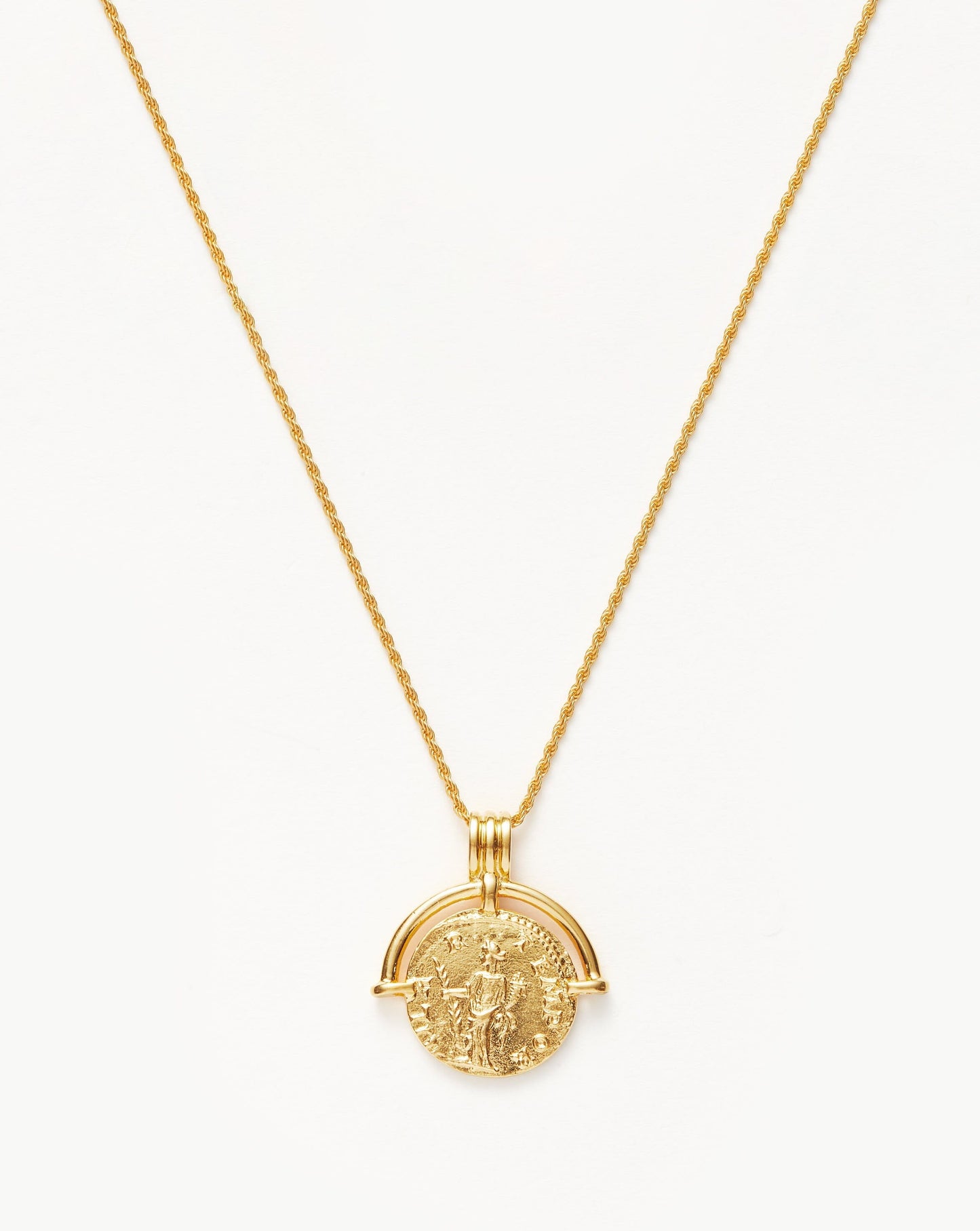 Medium Engravable Roman Arc Coin Necklace in Gold Plating