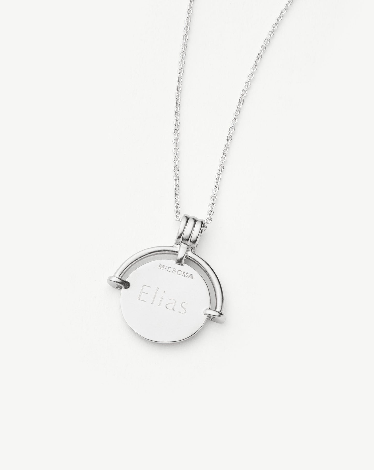 Engravable Roman Arc Coin Necklace in Silver 2