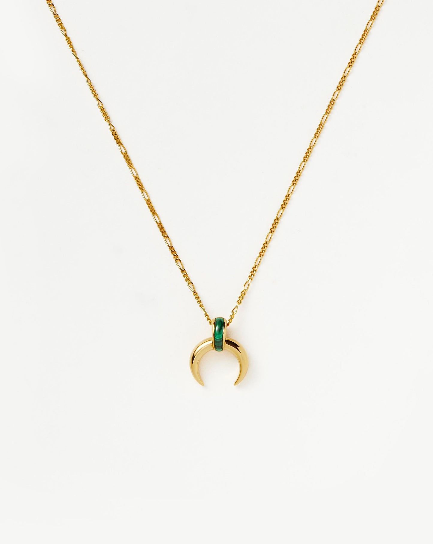 Malachite Horn Pendant Necklace in Gold Vermeil