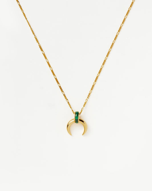 Malachite Horn Pendant Necklace in Gold Vermeil