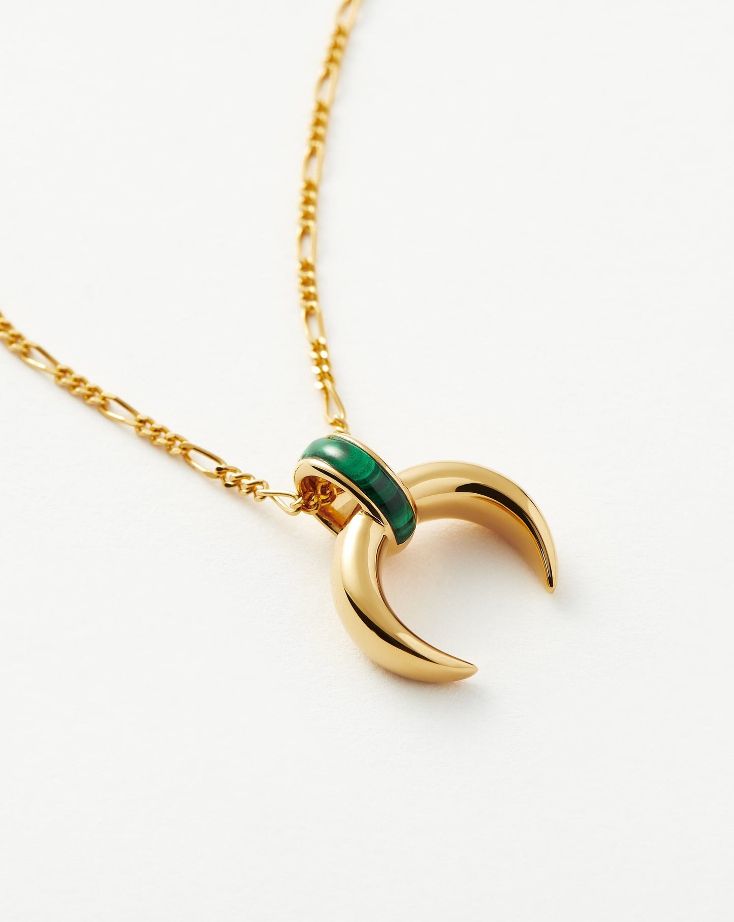 Malachite Horn Pendant Necklace in Gold Vermeil