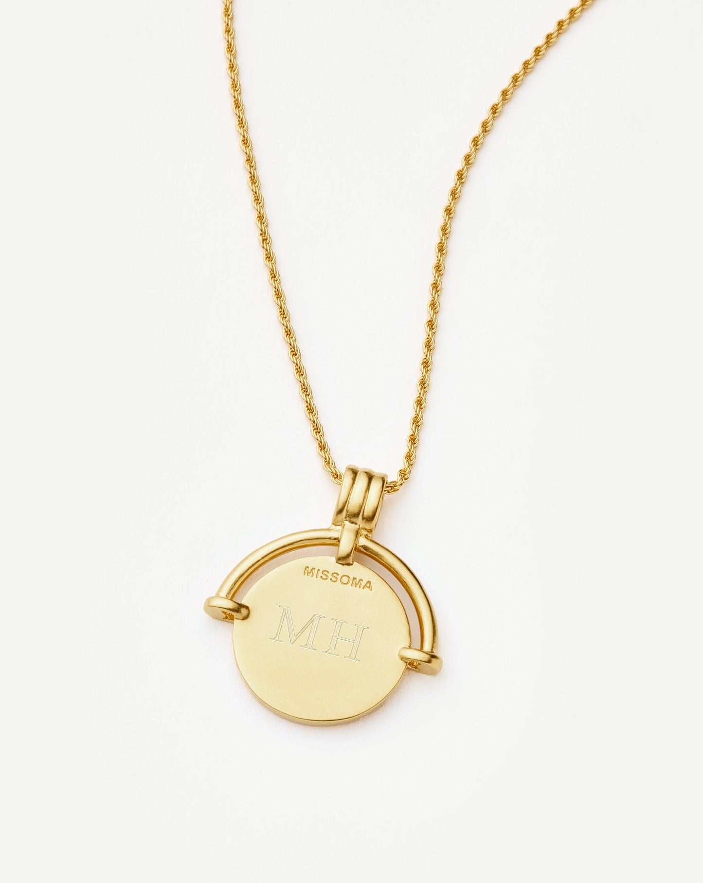 Medium Engravable Roman Arc Coin Necklace in Gold Plating