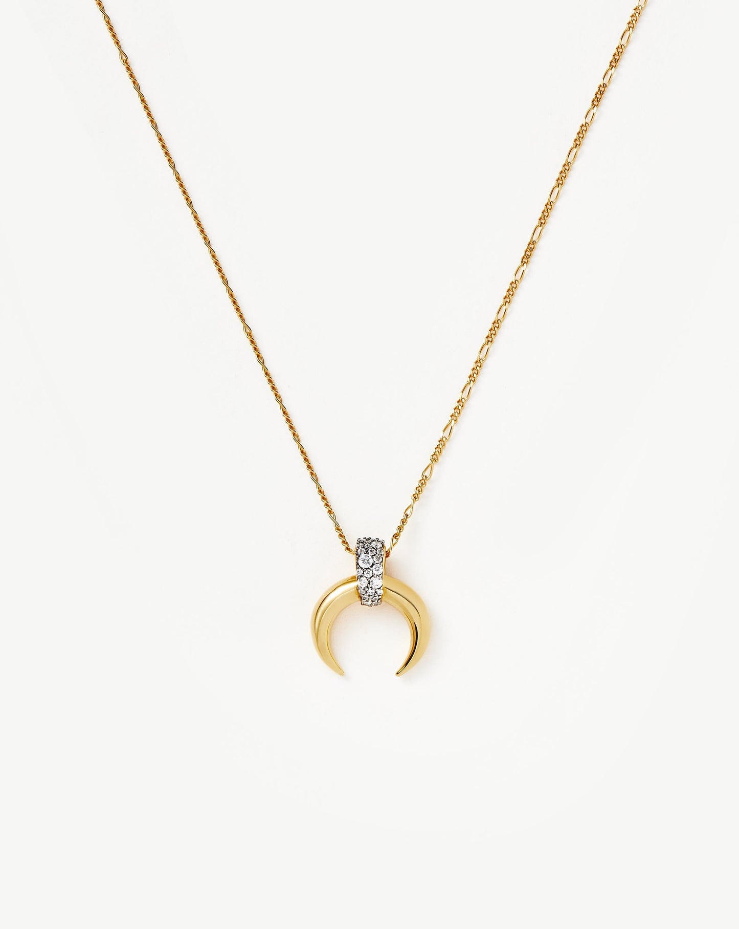 Pavé Horn Pendant Necklace in Gold Vermeil and Cubic Zirconia