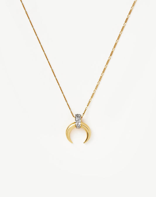 Pavé Horn Pendant Necklace in Gold Vermeil and Cubic Zirconia