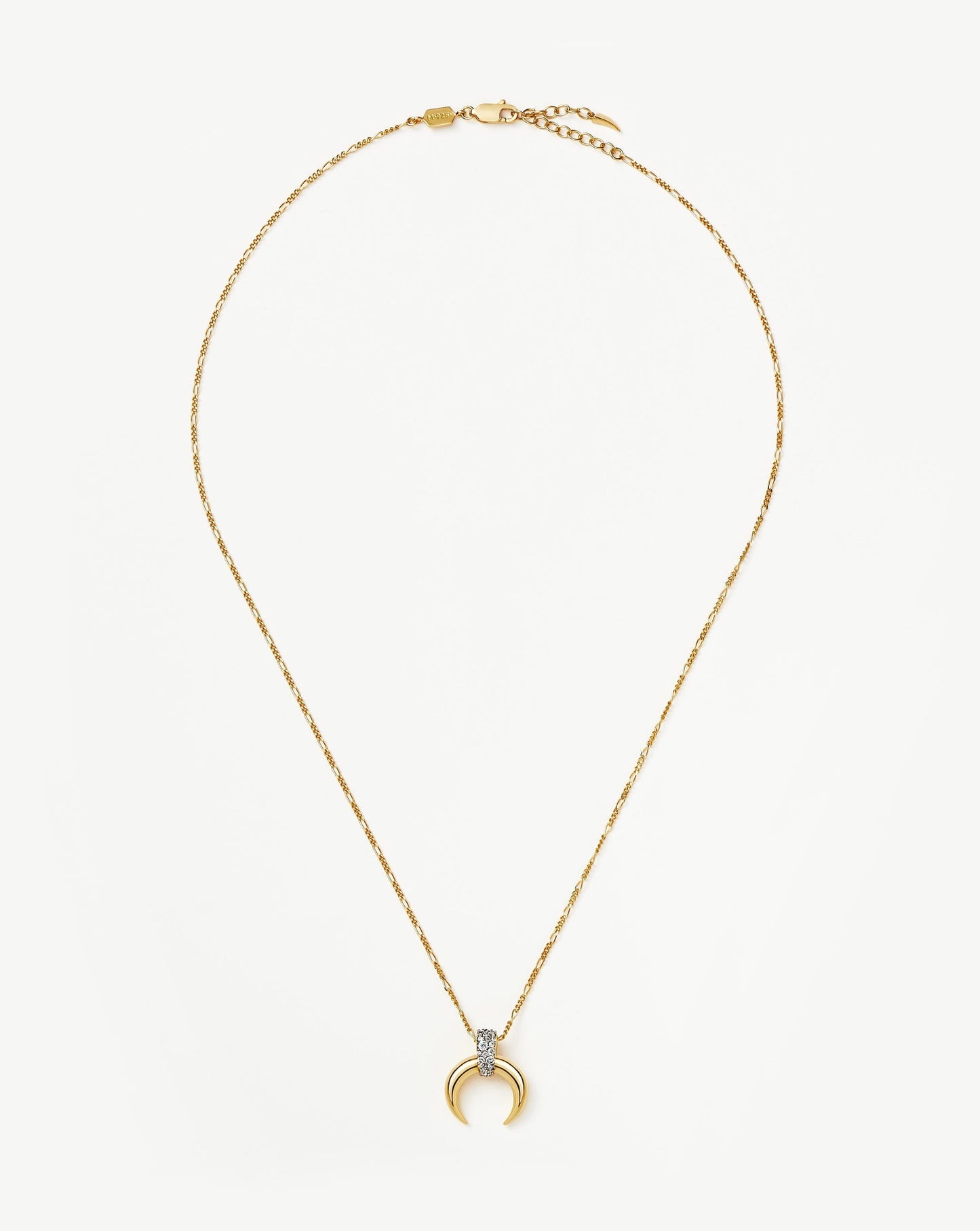 Pavé Horn Pendant Necklace in Gold Vermeil and Cubic Zirconia