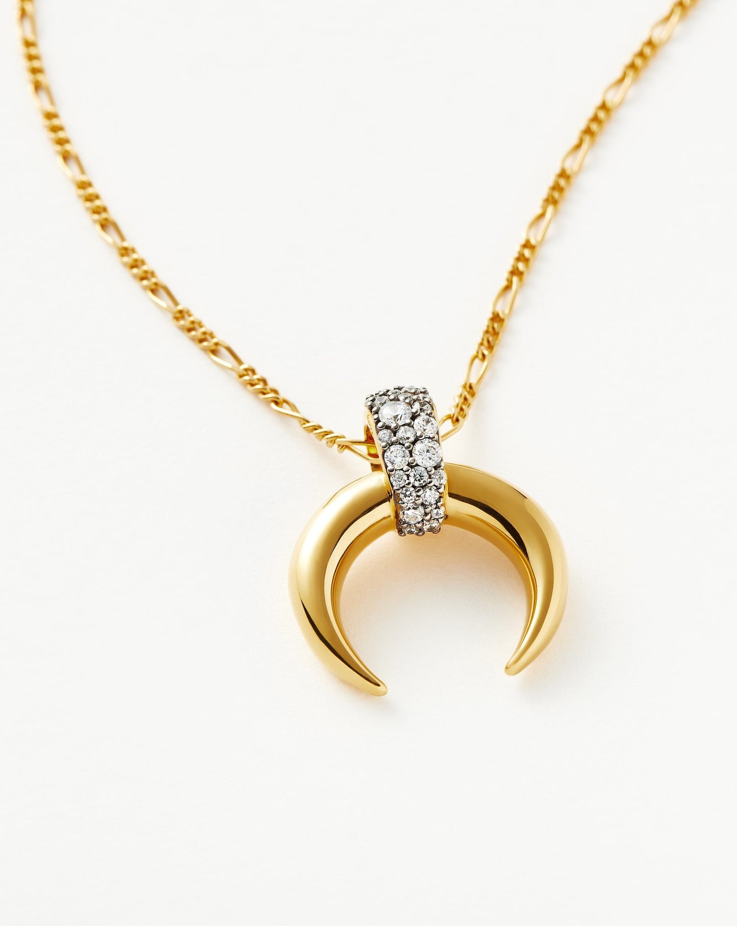 Pavé Horn Pendant Necklace in Gold Vermeil and Cubic Zirconia