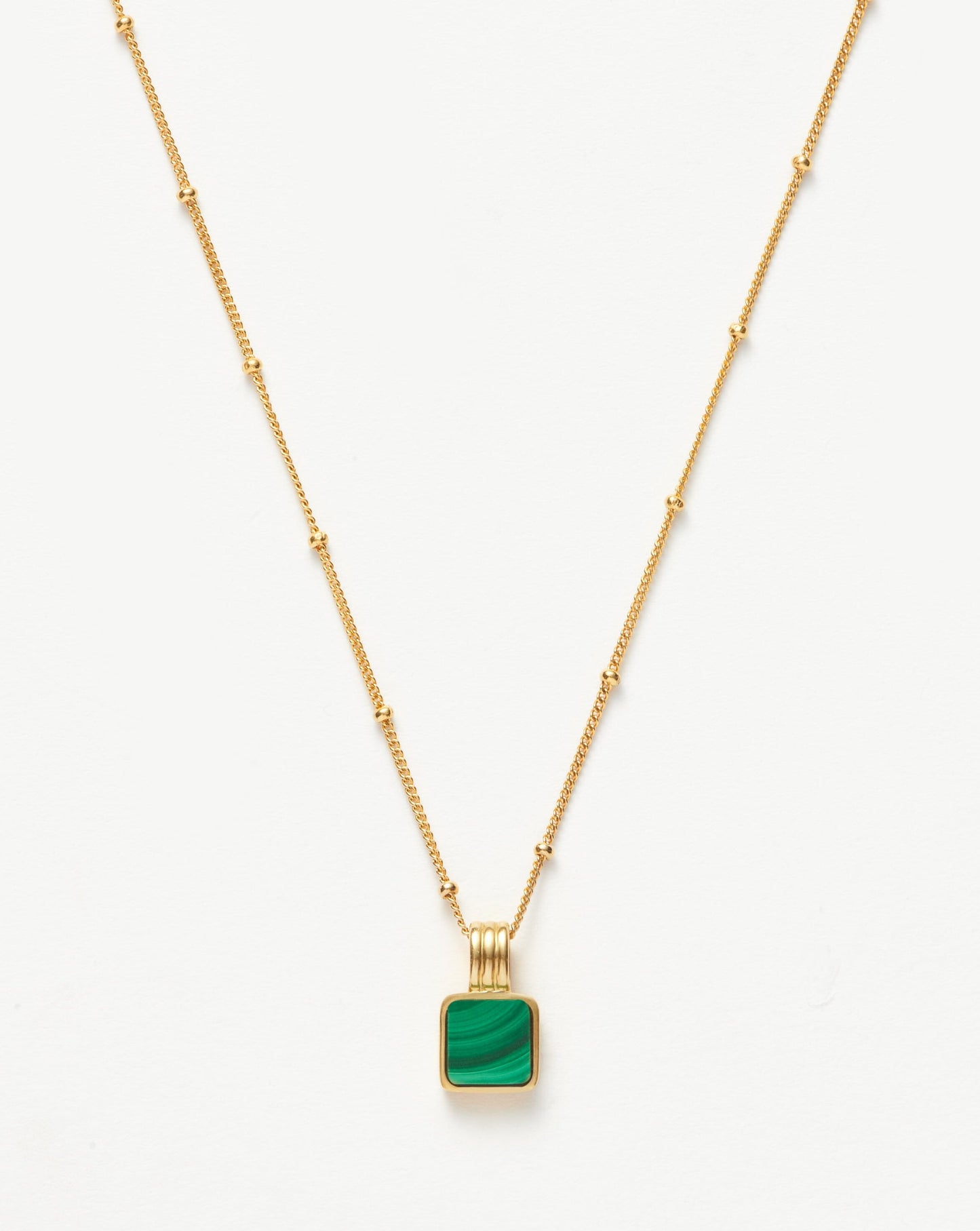 Square Malachite Necklace in Gold Vermeil