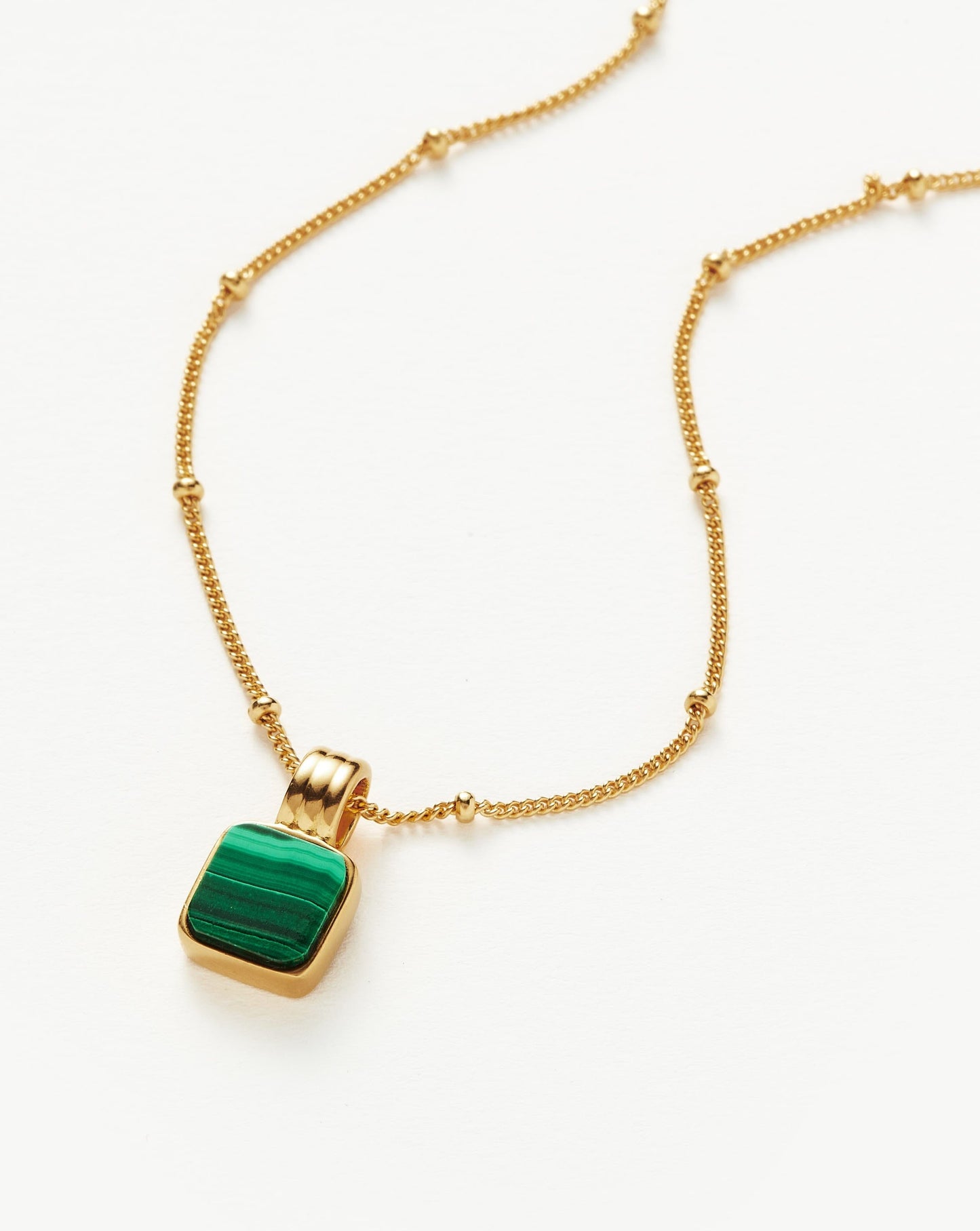 Square Malachite Necklace in Gold Vermeil