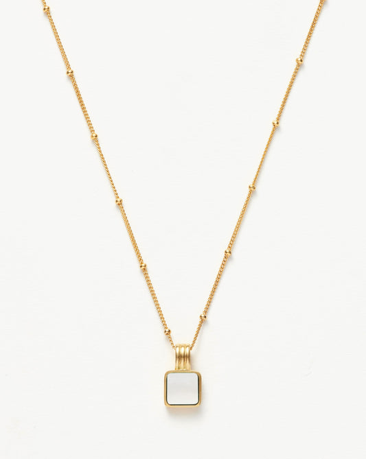 Square Mother of Pearl Pendant Necklace