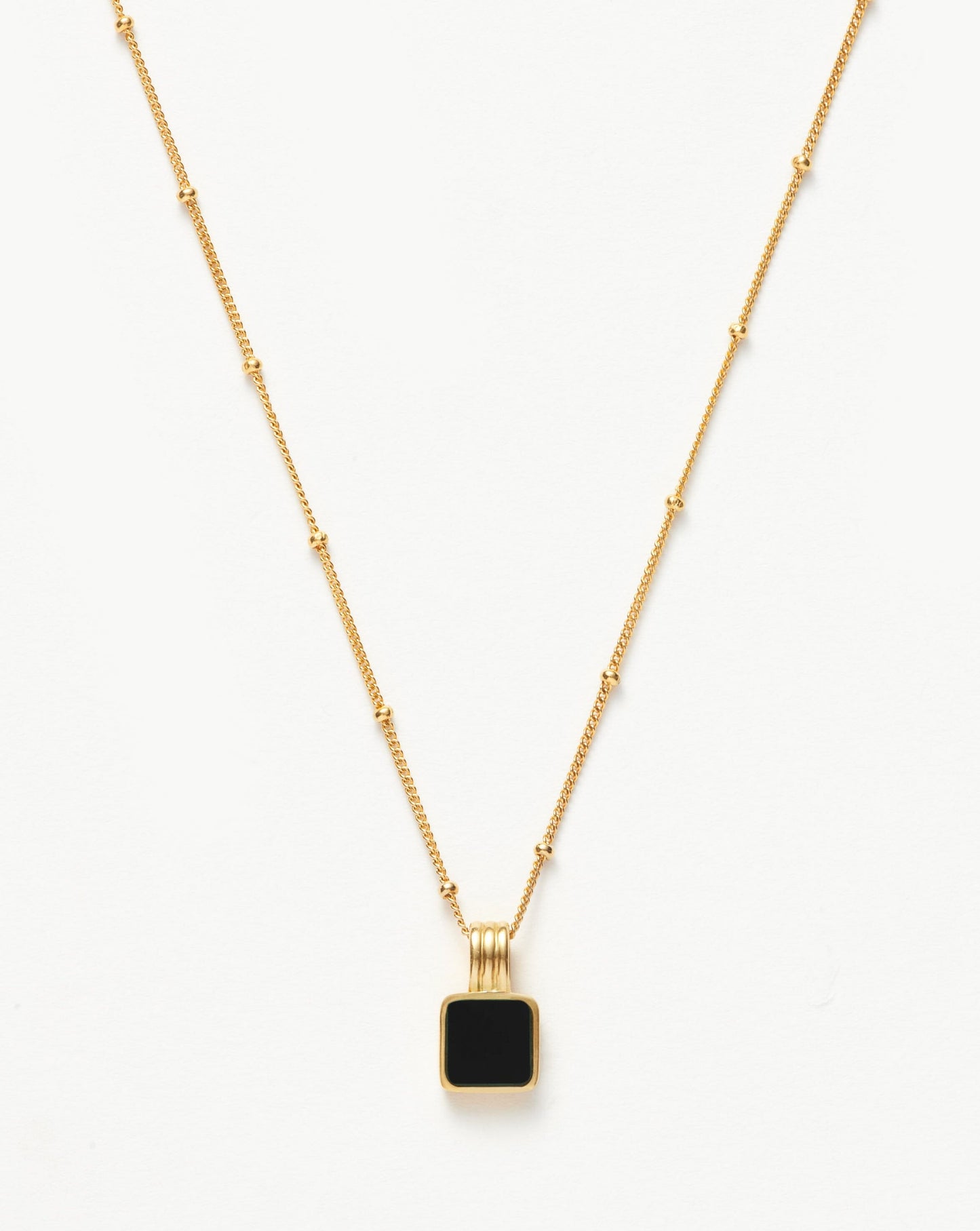 Square Onyx Necklace in 18k Gold Vermeil