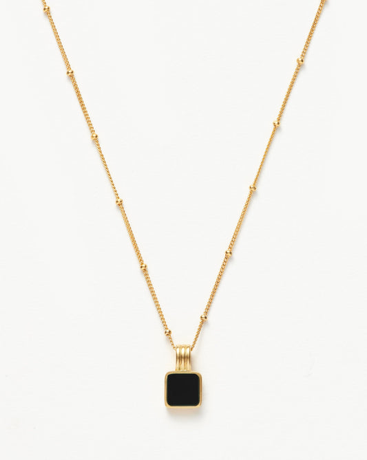 Square Onyx Necklace in 18k Gold Vermeil