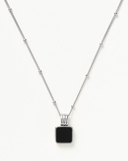 Square Onyx Necklace in Sterling Silver